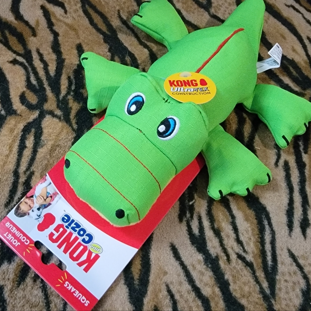 Kong Dog Cozie Alligator Squeak Toy New Sz Med Ea.